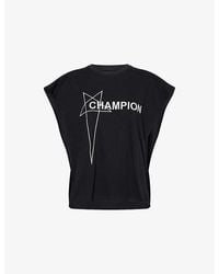 Rick Owens - X Champion Tatlin Logo-Embroidery Cotton-Jersey T-Shirt - Lyst
