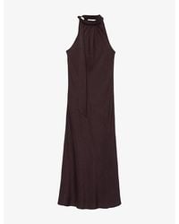 AllSaints - Beril High-Neck Silk-Blend Maxi Dress - Lyst