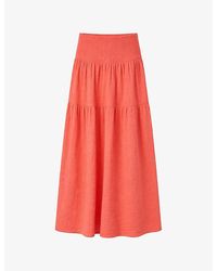 Ro&zo - Cheesecloth Shirred-Waist Cotton Maxi Skirt - Lyst