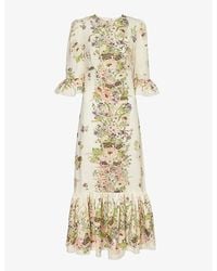 Zimmermann - Creamfloral Halliday Floral-print Linen Maxi Dress - Lyst