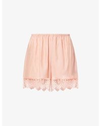 Stella McCartney - Lace-Trim Elasticated-Waist Silk Shorts - Lyst
