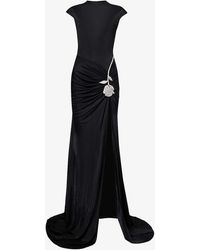 David Koma - Floral-embellished Slim-fit Jersey Maxi Dress - Lyst