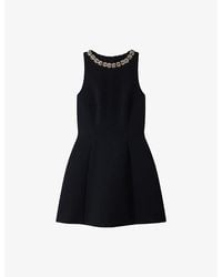Sandro - Sleeveless Jewel-Embellished Woven Mini Dress - Lyst