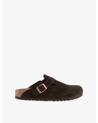 Birkenstock - Boston Logo-Embossed Suede Clogs - Lyst