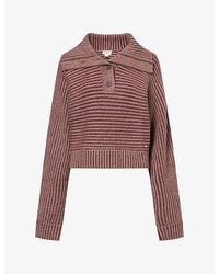 ADANOLA - Logo-Plaque Ribbed Knit Henley Sweatshirt - Lyst