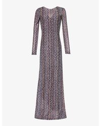 Missoni - Metallic Chevron-pattern Knitted Maxi Dress - Lyst