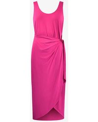 Ro&zo - Tie-Waist Wrap Stretch-Jersey Midi Dress - Lyst