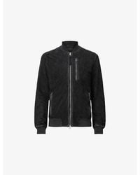 AllSaints - Kemble Regular-Fit Zip-Up Suede Bomber Jacket - Lyst