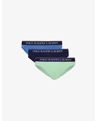 Polo Ralph Lauren - Branded-waistband Low-rise Pack Of Three Stretch-cotton Brief - Lyst