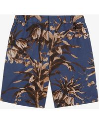 Ted Baker - Vy Floral-print Elasticated-waist Cotton Shorts - Lyst