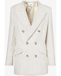 FRAME - Double-breasted Peak-lapel Regular-fit Cotton And Linen-blend Blazer - Lyst