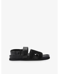 Kurt Geiger - Baker Flat Leather Sandals - Lyst