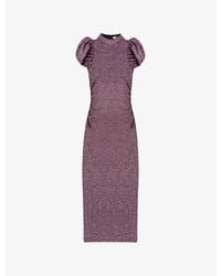 Ro&zo - Adeline Puff-Sleeved Stretch-Woven Midi Dress - Lyst