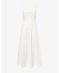 Reformation - Nesta Draped Cotton Midi Dress - Lyst