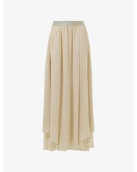 eem - Asymmetric-Hem Woven Maxi Skirt - Lyst