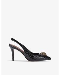 Kurt Geiger - Belgravia Eagle-Embellished Heeled Patent-Leather Slingbacks - Lyst