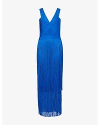 Hervé Léger - The Brigitte Fringed Stretch-Knitted Maxi Gown - Lyst