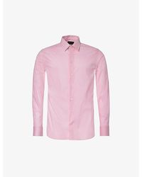 Emporio Armani - Curved-hem Darted Cotton-blend Shirt - Lyst