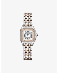 Cartier - Crw3Pn0014 Panthère De Small 18Ct Rose- Steel And Diamond Quartz Watch - Lyst