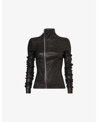Rick Owens - Gary High-Neck Stretch-Leather Blend Jacket - Lyst