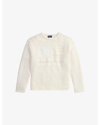 Polo Ralph Lauren - Flag Pointelle-Knit Cotton Jumper - Lyst