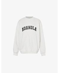 ADANOLA - Varsity Oversized Crewneck Cotton Fleece Sweatshirt - Lyst