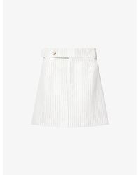 Odd Muse - Pinstripe Buttoned-Waist Woven Mini Skirt - Lyst