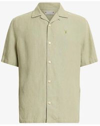 AllSaints - Audley Ramskull-embroidered Hemp Shirt X - Lyst