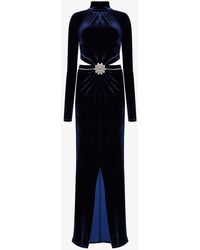 Rabanne - Crystal-embellished Cut-out Velvet Maxi Dress - Lyst