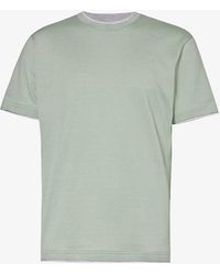 Eleventy - Crewneck Ribbed-trim Cotton-jersey T-shirt - Lyst