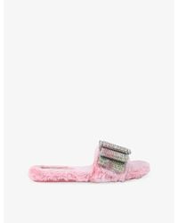 Kurt Geiger - Cosy Bow Faux-Fur Slides - Lyst