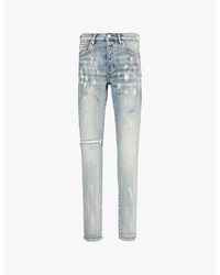 Purple Brand - P001 Paint Blowout Low-Rise Slim-Fit Stretch-Denim Jeans - Lyst