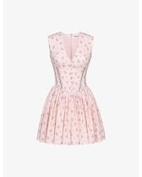 House Of Cb - Carmel Floral-Print Stretch-Cotton Mini Dress Xs (A-C Cup) - Lyst