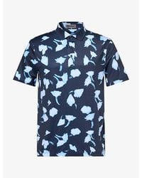 G/FORE - Blurred Floral Print Woven Polo T-Shirt - Lyst