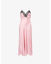 RIXO London - Alberta Lace-Trim Cami Satin Midi Dress - Lyst