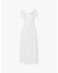 Odd Muse - Square-Neck Polka-Dots Woven Midi Dress - Lyst