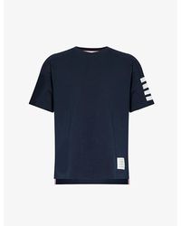 Thom Browne - Branded Short-sleeved Cotton-jersey T-shirt - Lyst