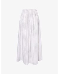 Reem Alkanhal - Noura Pinstripe Cotton Maxi Skirt - Lyst