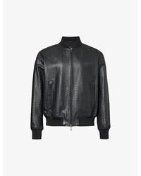 Emporio Armani - Logo-embossed Leather Jacket - Lyst