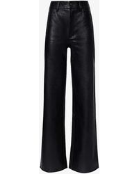 PAIGE - Sasha Branded-hardware Mid-rise Wide-leg Faux-leather Trousers - Lyst
