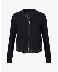 Sacai - Leopard-Print Insert Cotton-Blend Cardigan - Lyst
