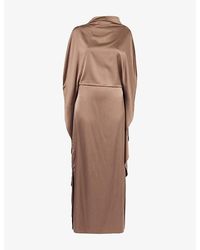 Ruohan - Ikra Cape-Effect Silk-Blend Maxi Dress - Lyst