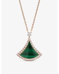 BVLGARI - Divas' Dream 18k Rose Gold, Malachite, & Diamond Pendant Necklace - Lyst