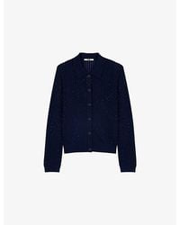 Maje - Rhinestone-Embellished Knitted Wool-Blend Cardigan - Lyst
