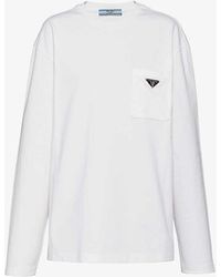 Prada - Logo-plaque Oversized-fit Cotton-jersey T-shirt - Lyst