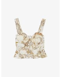 Reiss - Remi Graphic-Print Cotton Bustier Top - Lyst