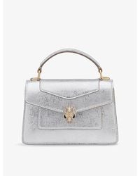 BVLGARI - Serpenti Forever Mini Stud-Embellished Leather Top-Handle Bag - Lyst