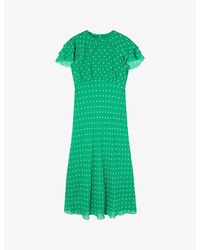 LK Bennett - Ellen Polka-Dot Short-Sleeve Woven Midi Dress - Lyst