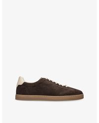 Brunello Cucinelli - Foiled-Logo Suede Low-Top Trainers - Lyst