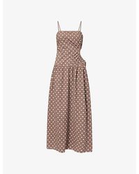 4th & Reckless - Lucy Polka-Dot Linen-Blend Maxi Dress - Lyst